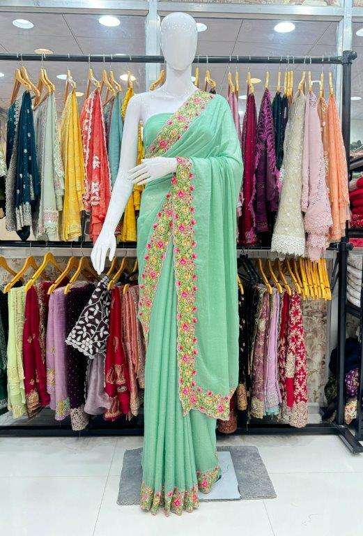 2707 COLOUR BY ASLIWHOLESALE DESIGNER PURE FANCY CHIFFON EMBROIDERY SAREES