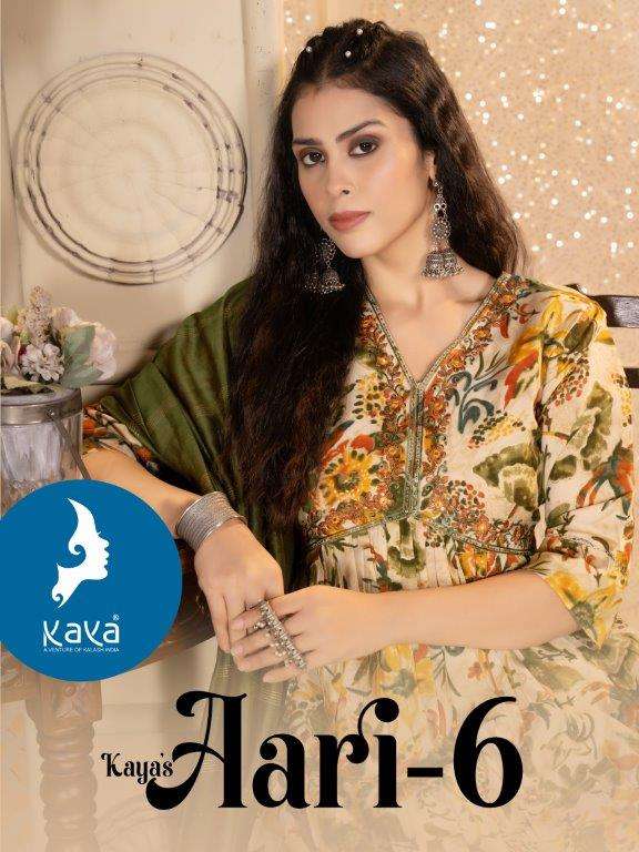 AARI VOL-02 BY KAYA 01 TO 08 SERIES DESIGNER CHANDERI PRINTED DRESSES