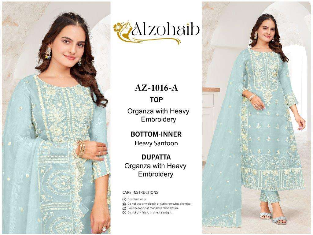 AZ-1016 NX BY ALZOHAIB HEAVY EMBROIDERED ORGANZA PAKISTANI DRESSES