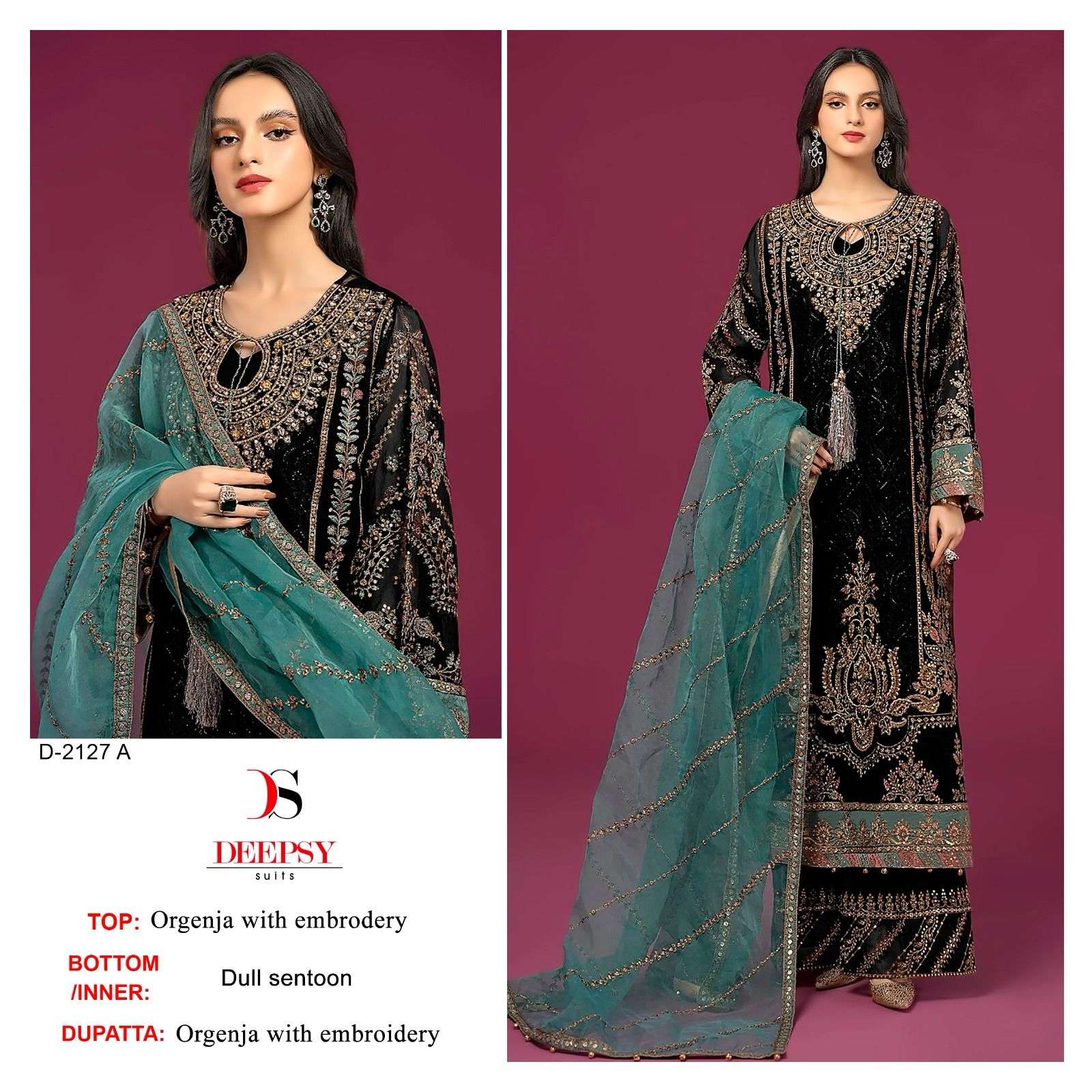 D-2127 COLOURS BY DEEPSY SUITS HEAVY ORGANZA EMBROIDERY PAKISTANI DRESSES