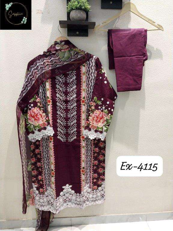 EX-4115 BY SAPPHIRE DESIGNER PURE LAWN COTTON EMBROIDERY PAKISTANI DRESSES