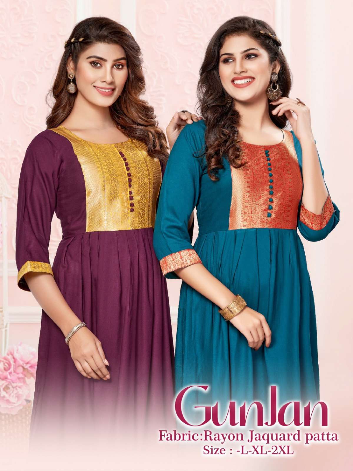 GUNJAN VOL-01 BY ASLIWHOLESALE DESIGNER FACNY RAYON PRINT KURTIS