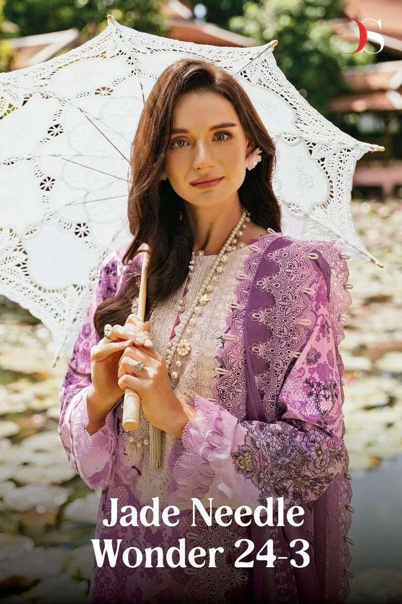 JADE NEEDLE-24-3 BY DEEPSY SUITS 7061 TO 7066 SERIES COTTON PAKISTANI DRESSES