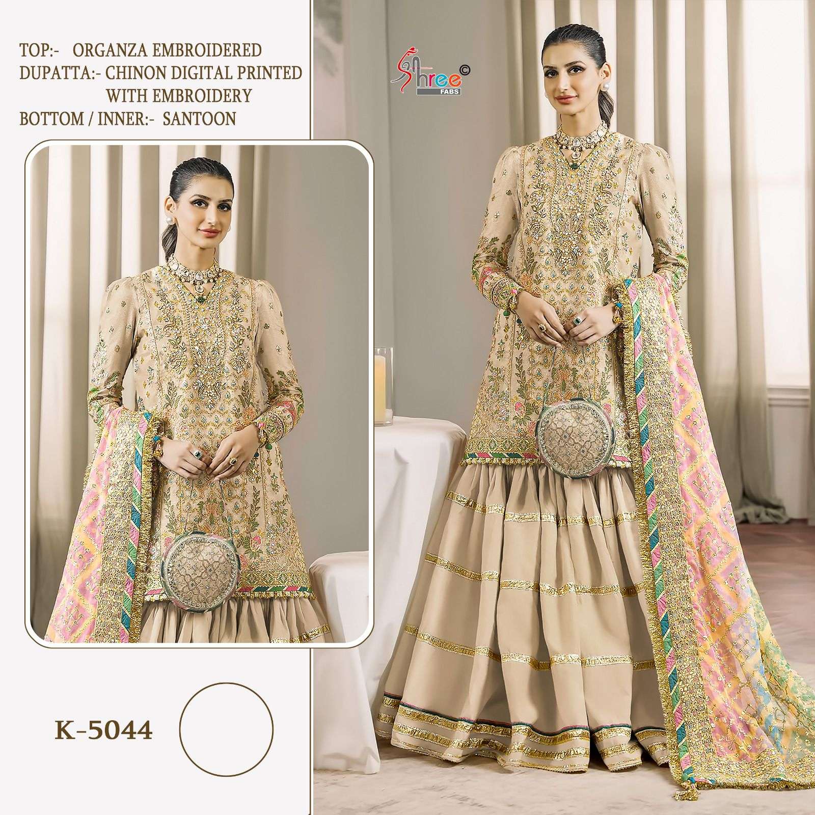 K-5044 HIT DESIGN BY SHREE FABS DESIGNER ORGANZA EMBROIDERY PAKISTANI DRESSES