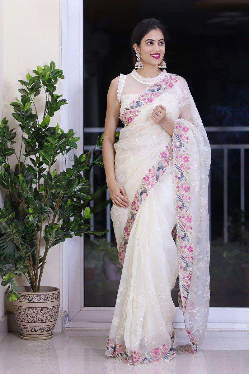 KC-770 BY ASLIWHOLESALE DESIGNER SOFT ORGANZA SILK PRINTED SAREES