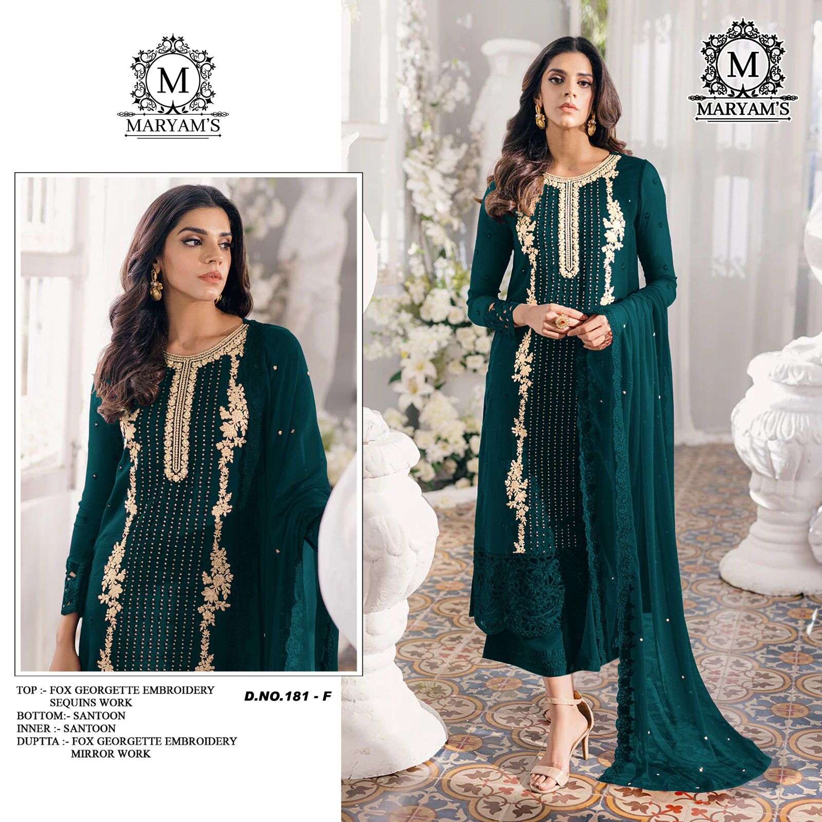 MARYAMS 181 COLOURS BY ASLIWHOLESALE HEAVY FAUX GEORGETTE WORK DRESSES