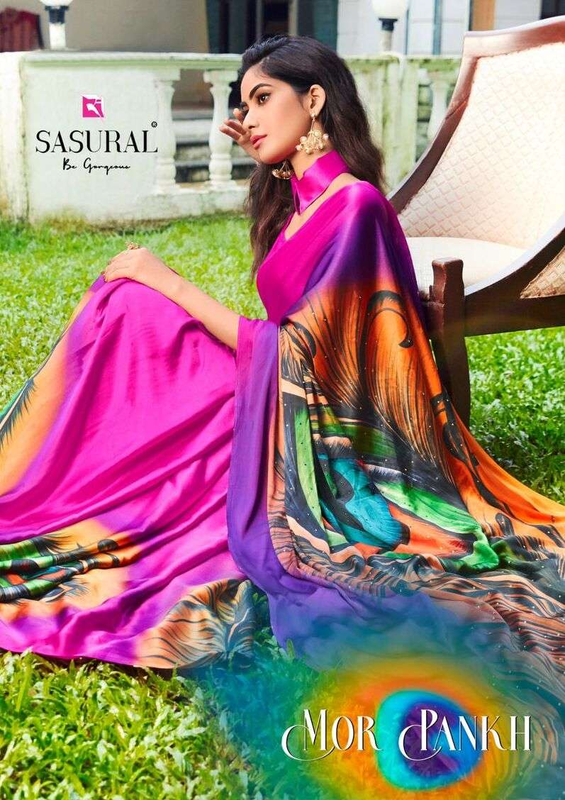 MOR PANKH BY SASURAL 551 TO 559 SERIES DESIGNER SOFT SATIN SILK SAREES