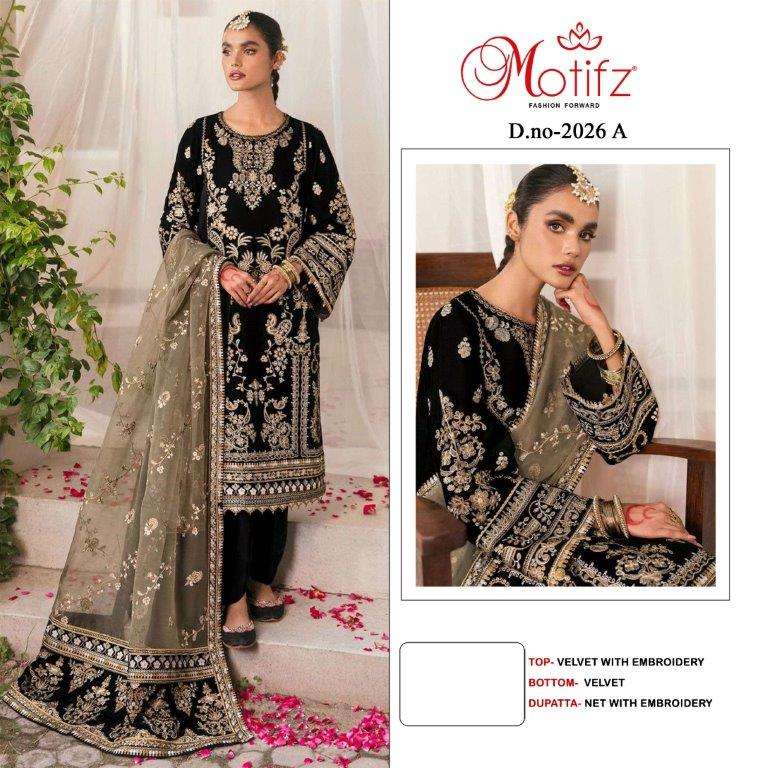 MOTIFZ 2026 COLOURS BY MOTIFZ DESIGNER VELVET EMBROIDERY PAKISTANI DRESSES