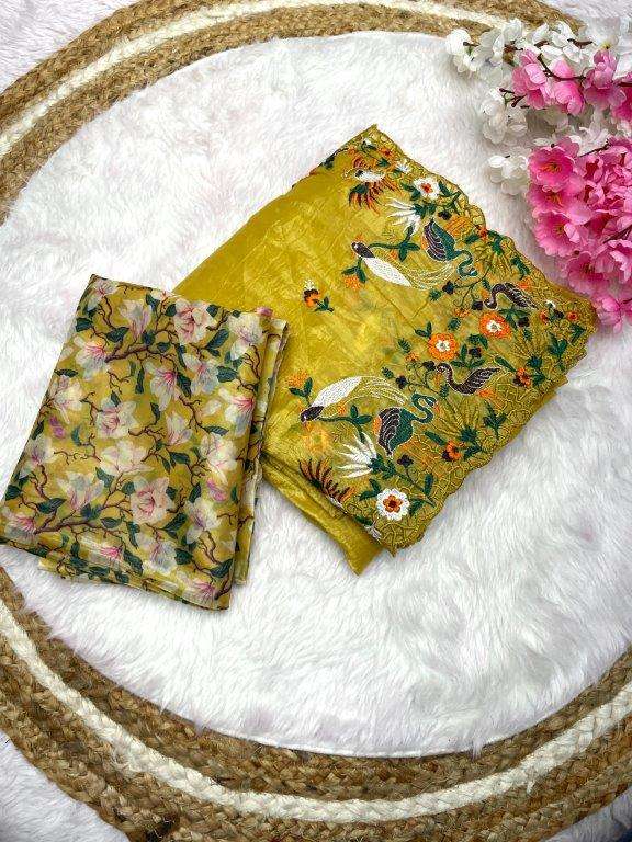 MP-428 BY ASLIWHOLESALE DESIGNER SOFT BURBURY GOLD CRUSH WORK SAREES