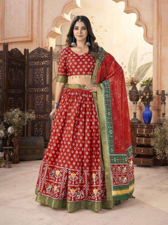 NAVRATRI SPECIAL BY ASLIWHOLESALE DESIGNER SILK COTTON EMBROIDERY LEHENGA