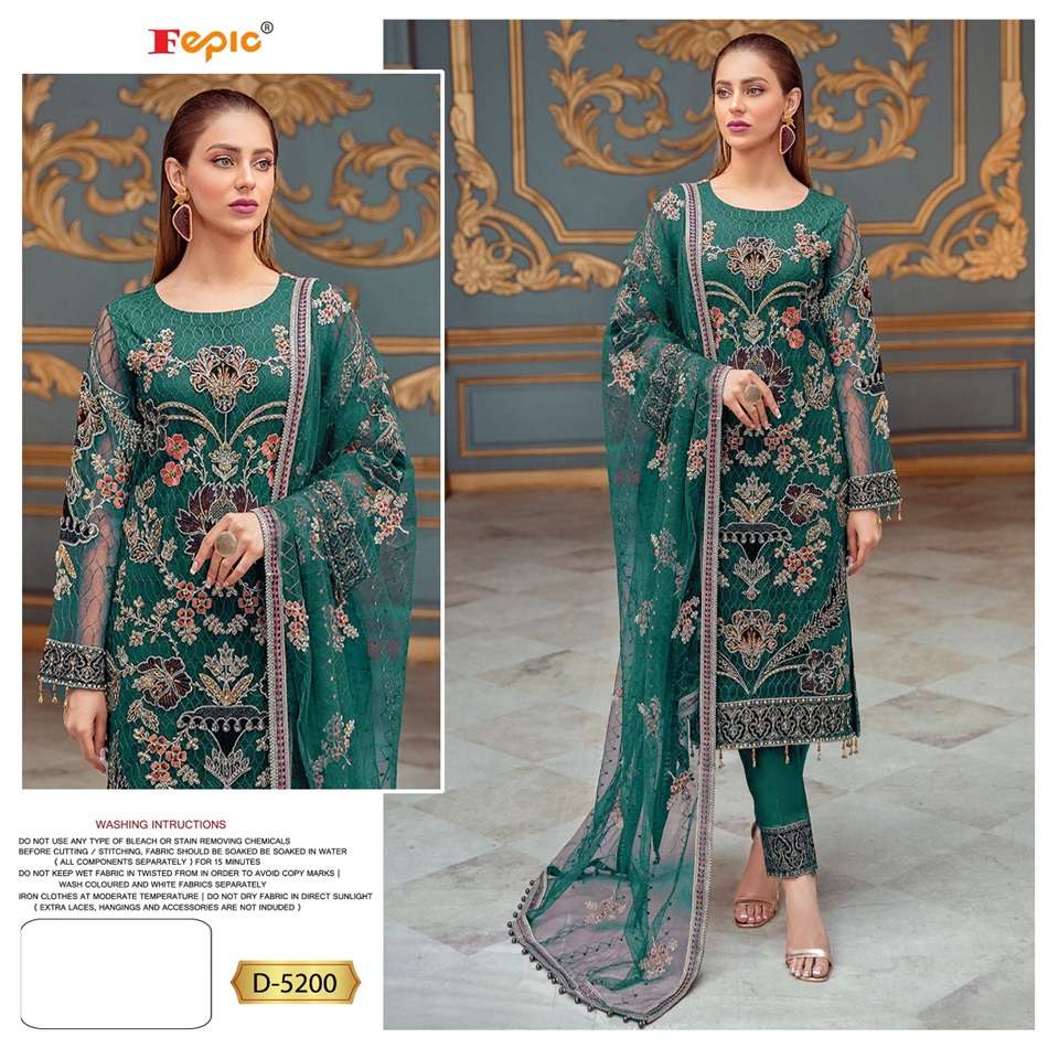 ROSEMEEN D-5200 BY FEPIC DESIGNER PURE FAUX GEORGETTE EMBROIDERY DRESSES