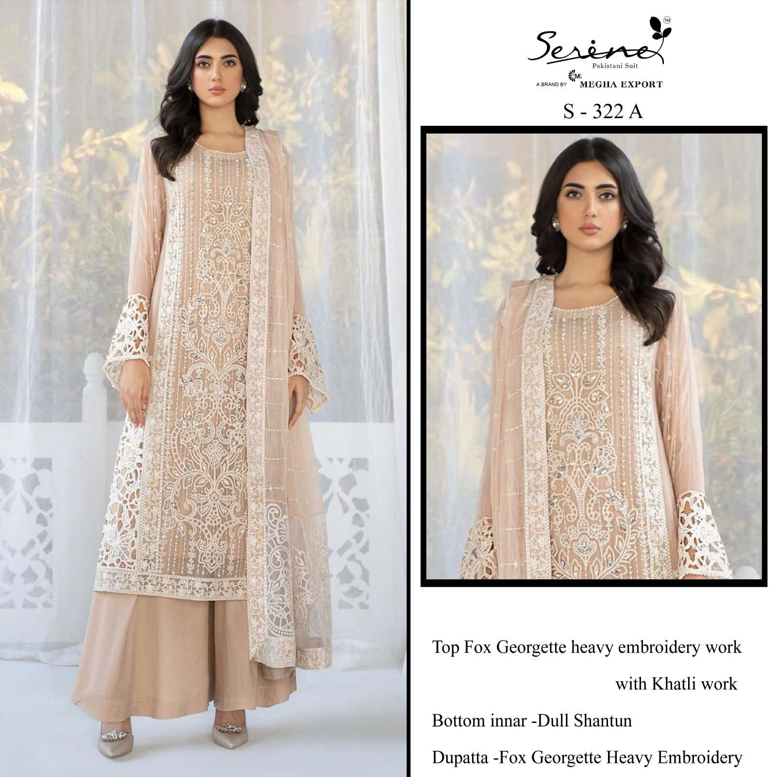 S-322 COLOURS BY SERENE DESIGNER FAUX GEORGETTE EMBROIDERY PAKISTANI DRESSES