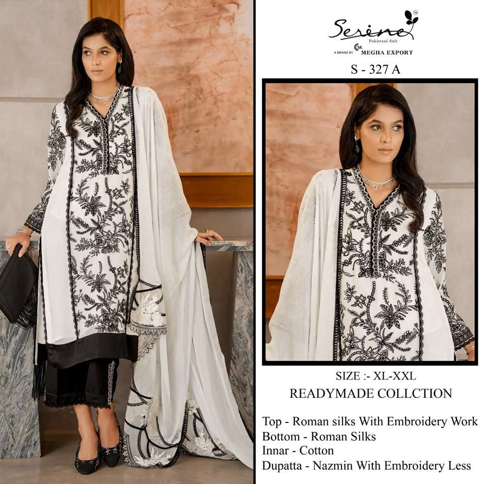 S-327 COLOURS BY SERENE HEAVY ROMAN SILK  EMBROIDERY PAKISTANI DRESSES