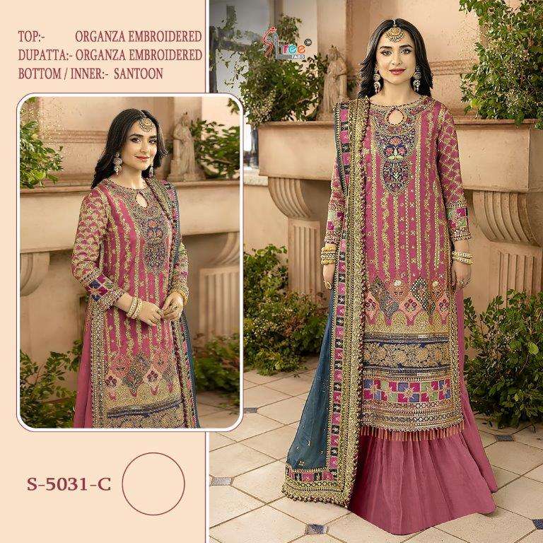 S-5031 COLOURS BY SHREE FABS DESIGNER ORGANZA EMBROIDERY PAKISTANI DRESSES