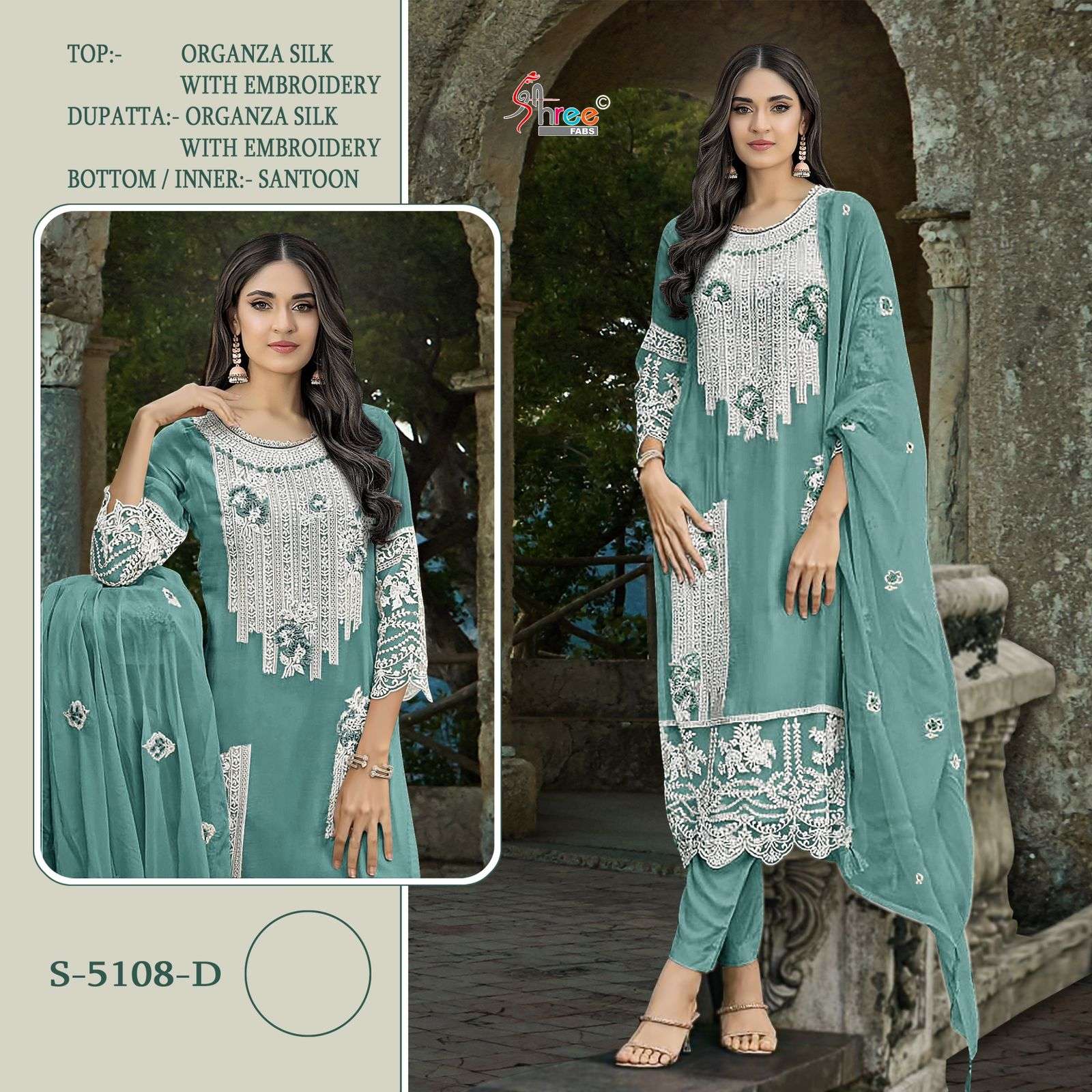 S-5108 COLOURS BY SHREE FABS DESIGNER ORGANZA SILK EMBROIDERY PAKISTANI DRESSES