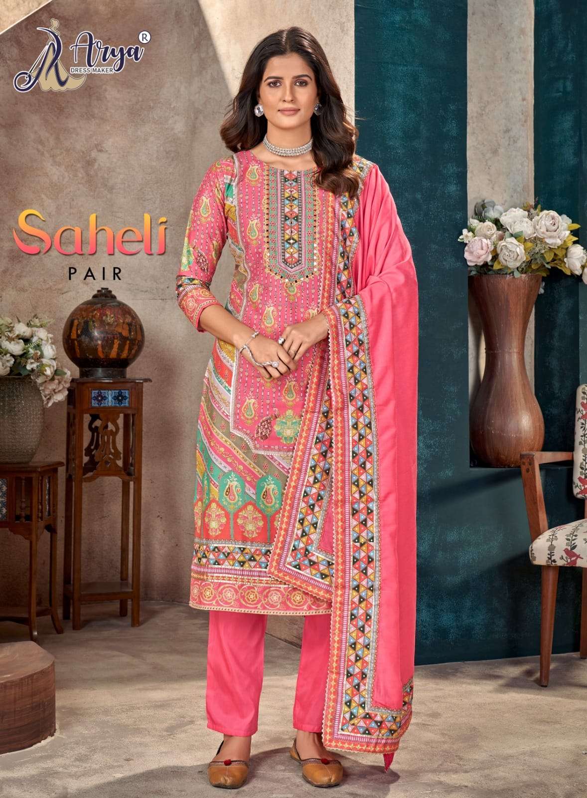 SAHELI BY ARYA DRESS MAKER DESIGNER FANCY HEAVY MUSLIN PRINT DRESSES