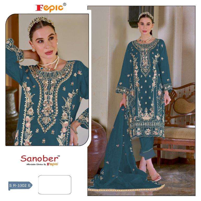 SR-3302 COLOURS BY FEPIC DESIGNER ORGANZA EMBROIDERED PAKISTANI DRESSES