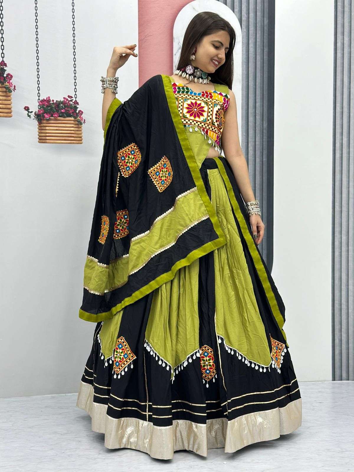 TAPI-180 BY ASLIWHOLESALE DESIGNER FANCY PURE COTTON  THREAD WORK LEHENGA