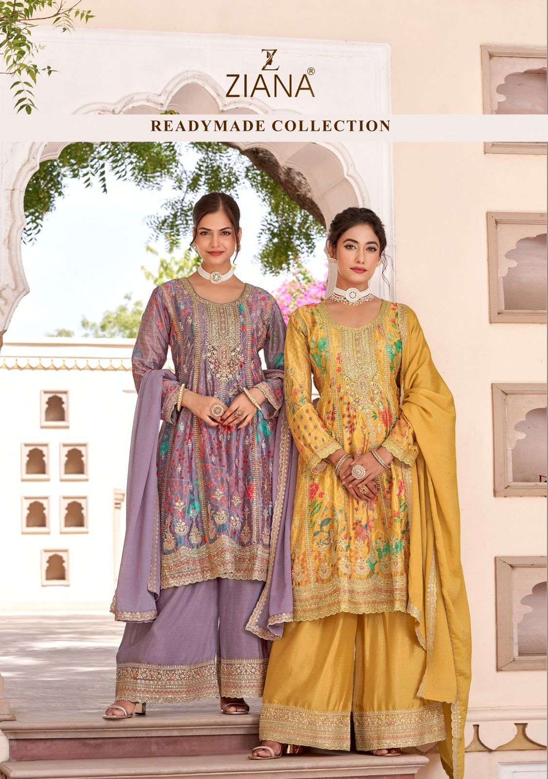 ZIANA 8091 BY ZIANA DESIGNER FACNY CHINON SILK HEAVY EMBROIDERY DRESSES