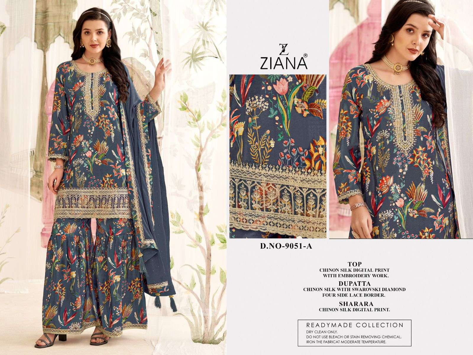 ZIANA 9051 BY ASLIWHOLESALE DESIGNER FACNY CHINON HEAVY EMBROIDERY DRESSES