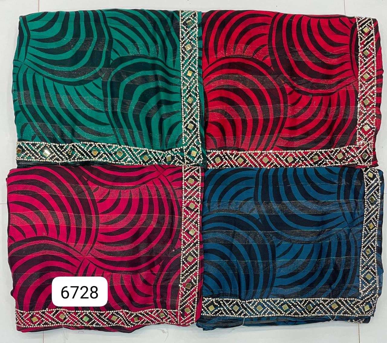 6728 COLOUR BY ASLIWHOLESALE DESIGNER SOFT FANCY FABRIC WORK SAREES