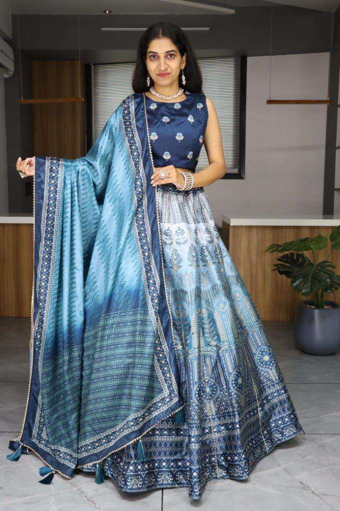 7140 COLOUR BY ASLIWHOLESALE FANCY DESIGNER ART SILK PRINTED LEHENGAS