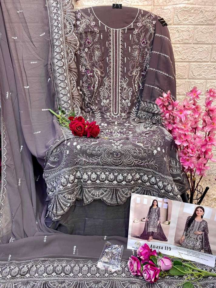 ANAYA 119 BY AL AMRA DESIGNER PURE GEORGETTE EMBROIDERY PAKISTANI DRESSES