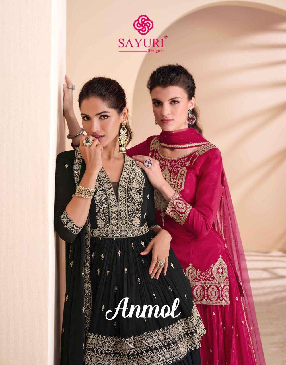 ANMOL BY SAYURI 5653 TO 5655 SERIES HEAVY CHINON SILK EMBROIDERED DRESSES