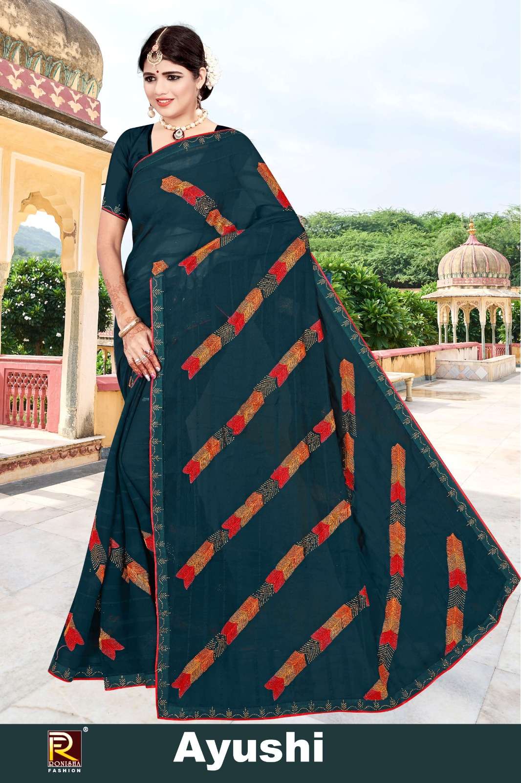 AYUSHI BY RONISHA FASHION DESIGNER FANCY RIMZIM DIAMOND WORK SAREES