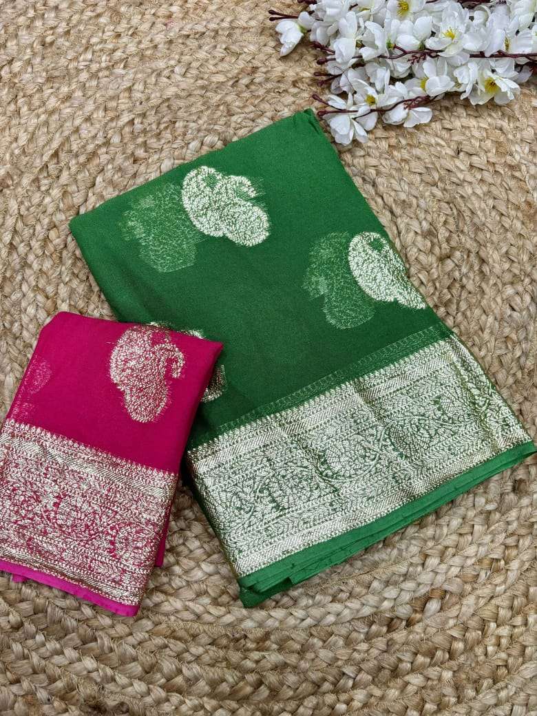 CARRY BY ASLIWHOLESALE DESIGNER SOFT VISCOSE GEORGETTE WEAVING SAREES