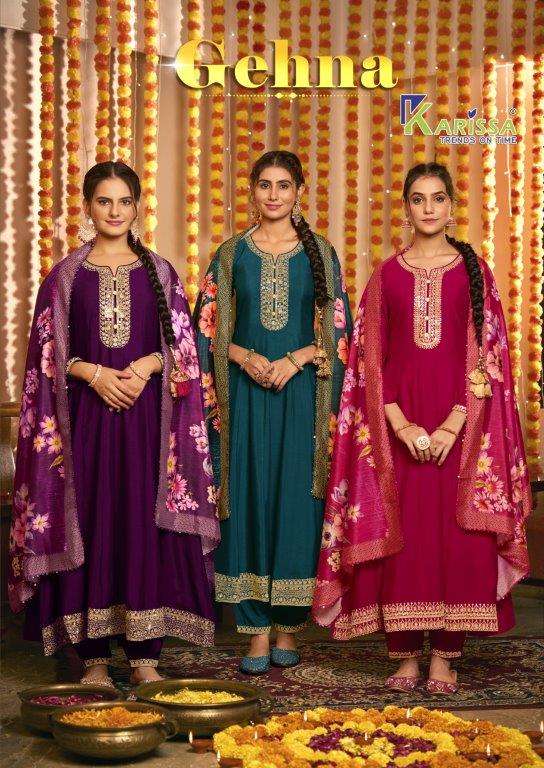 GEHNA BY KARISSA 1001 TO 1004 SERIES VICHITRA SILK STITCHED DRESSES