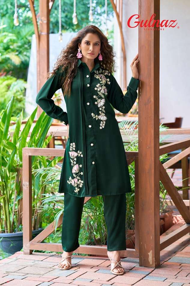 GULNAZ VOL-22 BY GULNAZ DESIGNER FANCY SATIN EMBROIDERY PAKISTANI TUNIC