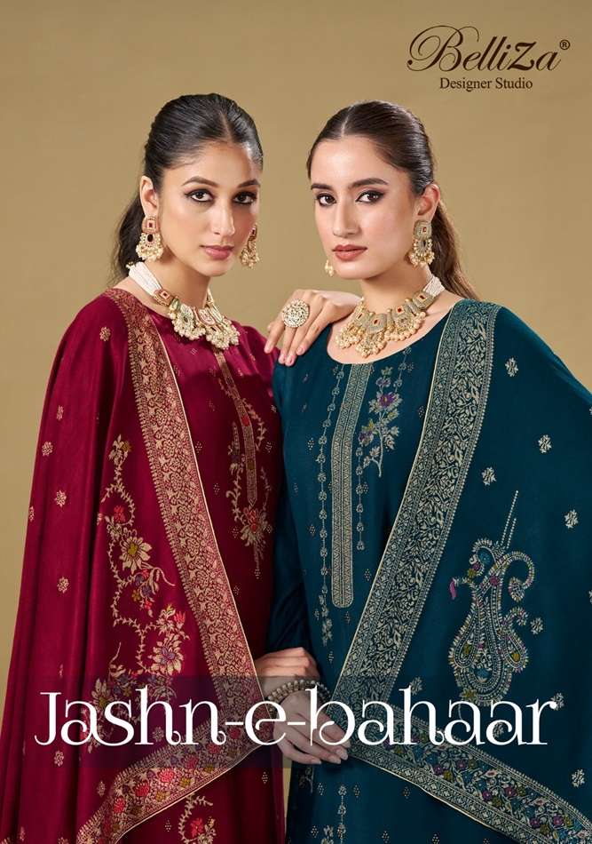 JASHN-E-BAHAAR BY BELLIZA 987-001 TO 987-006 SERIES VISCOSE PASHMINA EMBROIDERY DRESSES