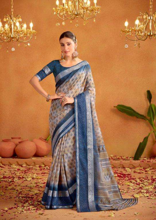 KALAKRUTI BY ASLIWHOLESALE DESIGNER SOFT COTTON JEQUARD PRINTED SAREES