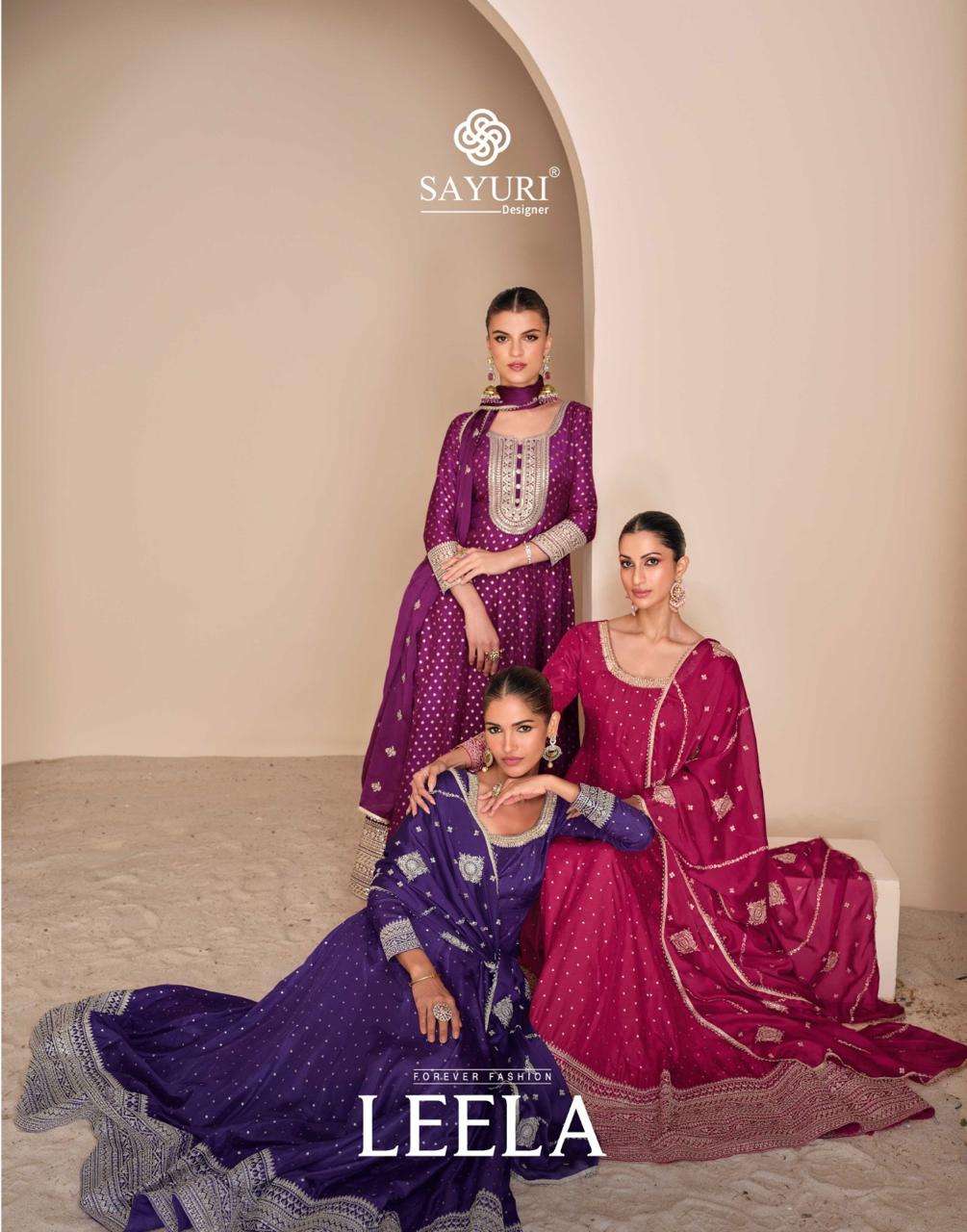 LEELA BY SAYURI 5665 TO 5667 SERIES HEAVY VISCOS JACQUARD SILK EMBROIDERED DRESSES