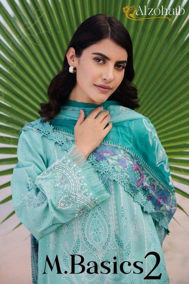 M.BASICS VOL-02 BY ALZOHAIB HEAVY EMBROIDERED COTTON PAKISTANI DRESSES