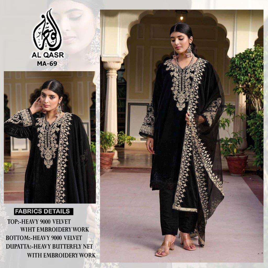 MA-69 COLOURS BY AL QASR DESIGNER HEAVY VELVET PAKISTANI DRESSES