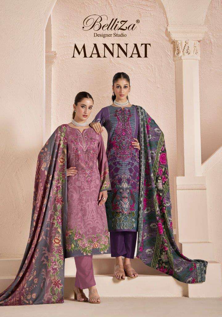 MANNAT BY BELLIZA 982-001 TO 982-006 SERIES PURE PASHMINA DIGITAL PRINT DRESSES