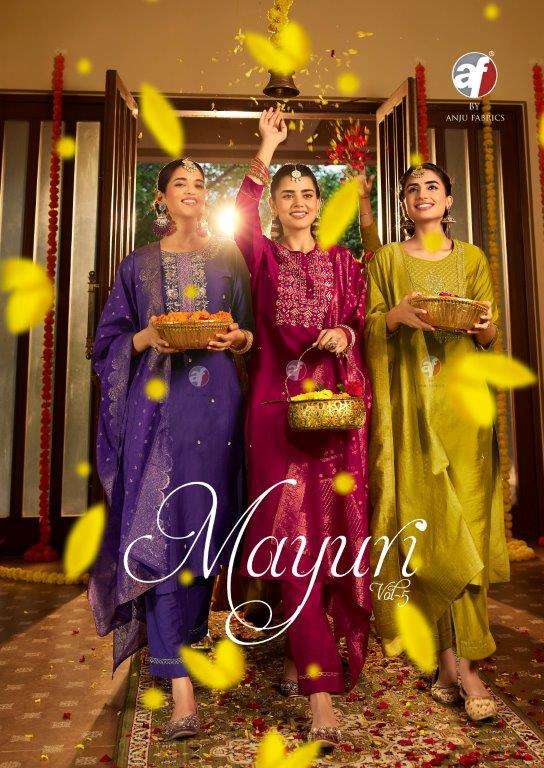 MAYURI VOL-5 BY ANJU FABRICS 3971 TO 3976 SERIES VISCOSE SILK STITCHED DRESSES