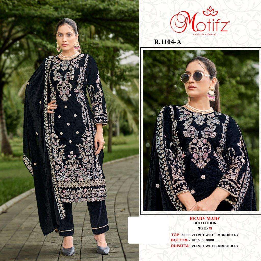 MOTIFZ 1104 COLOURS BY MOTIFZ DESIGNER VELVET EMBROIDERY PAKISTANI DRESSES