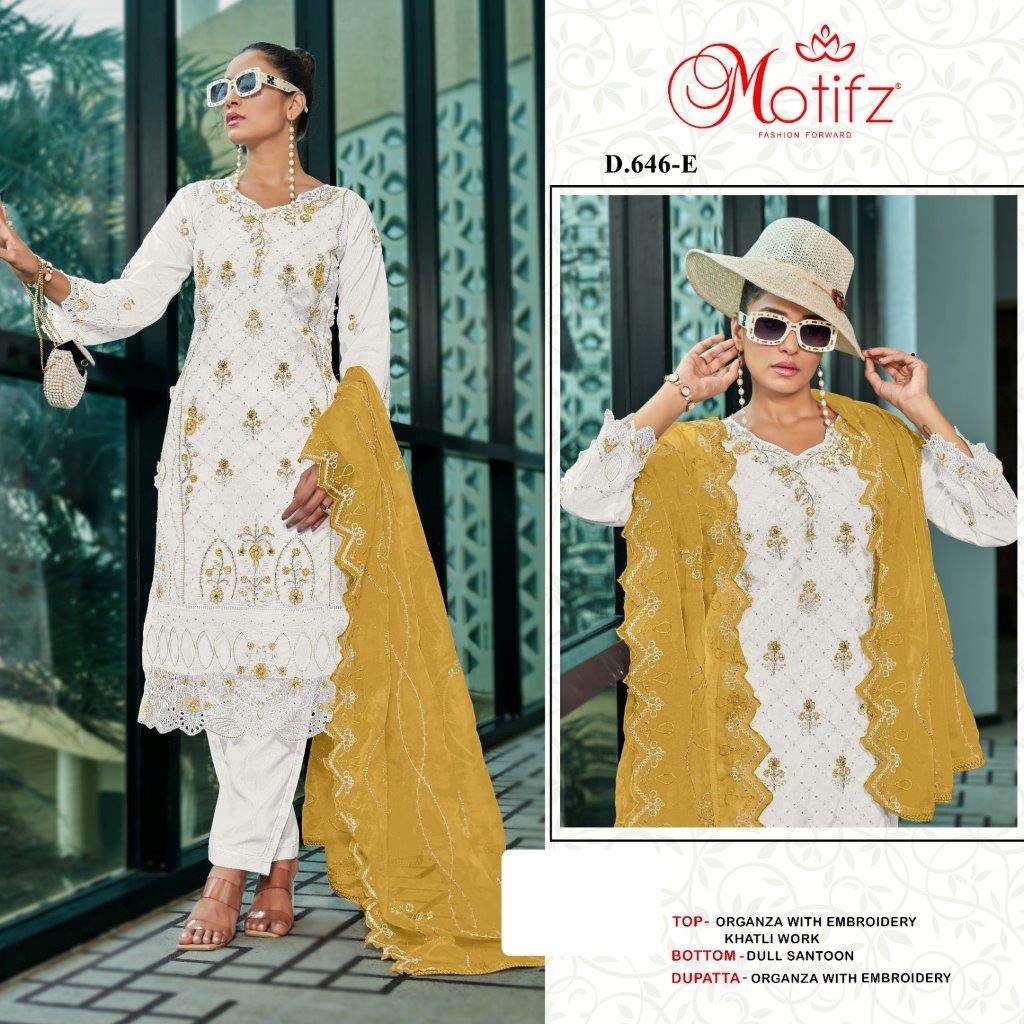 MOTIFZ 646 COLOURS BY MOTIFZ DESIGNER ORGANZA EMBROIDERY PAKISTANI DRESSES