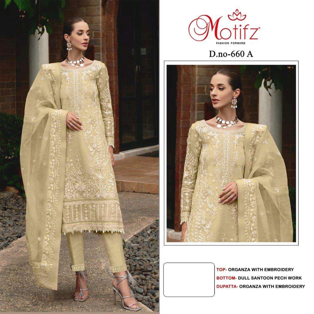 MOTIFZ 660 COLOURS BY MOTIFZ DESIGNER ORGANZA EMBROIDERY PAKISTANI DRESSES