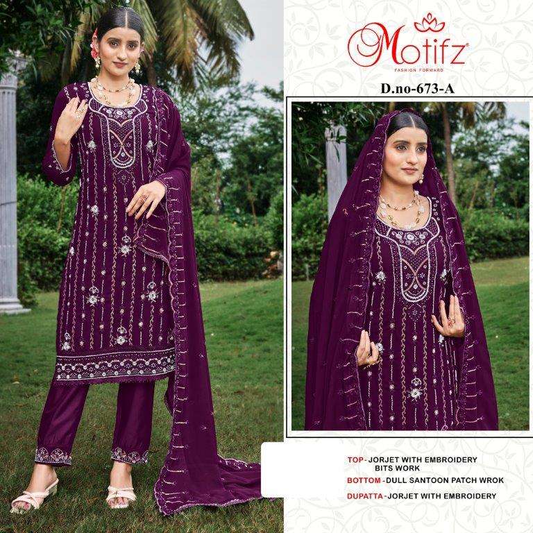 MOTIFZ 673 COLOURS BY MOTIFZ DESIGNER GEORGETTE EMBROIDERY PAKISTANI DRESSES