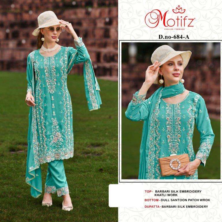 MOTIFZ 684 COLOURS BY MOTIFZ DESIGNER FANCY EMBROIDERY PAKISTANI DRESSES