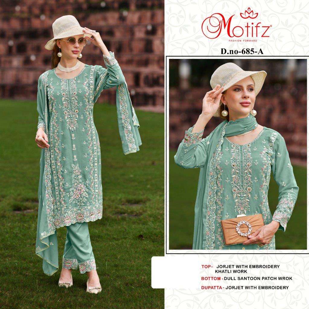 MOTIFZ 685 COLOURS BY MOTIFZ DESIGNER GEORGETTE EMBROIDERY PAKISTANI DRESSES