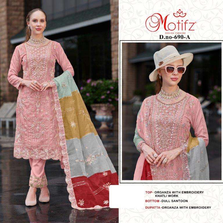 MOTIFZ 690 COLOURS BY MOTIFZ DESIGNER ORGANZA EMBROIDERY PAKISTANI DRESSES