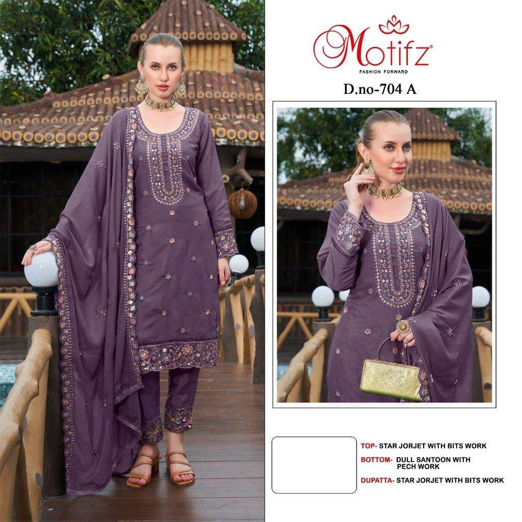 MOTIFZ 704 COLOURS BY MOTIFZ DESIGNER GEORGETTE EMBROIDERY PAKISTANI DRESSES