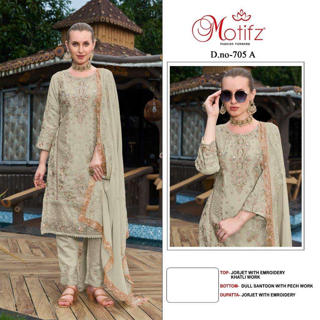 MOTIFZ 705 COLOURS BY MOTIFZ DESIGNER GEORGETTE EMBROIDERY PAKISTANI DRESSES