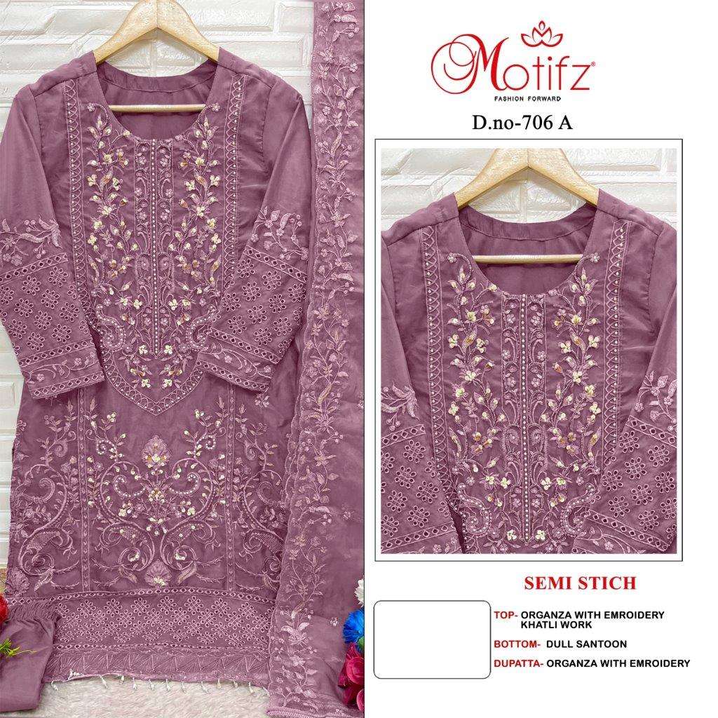 MOTIFZ 706 COLOURS BY MOTIFZ DESIGNER ORGANZA EMBROIDERY PAKISTANI DRESSES