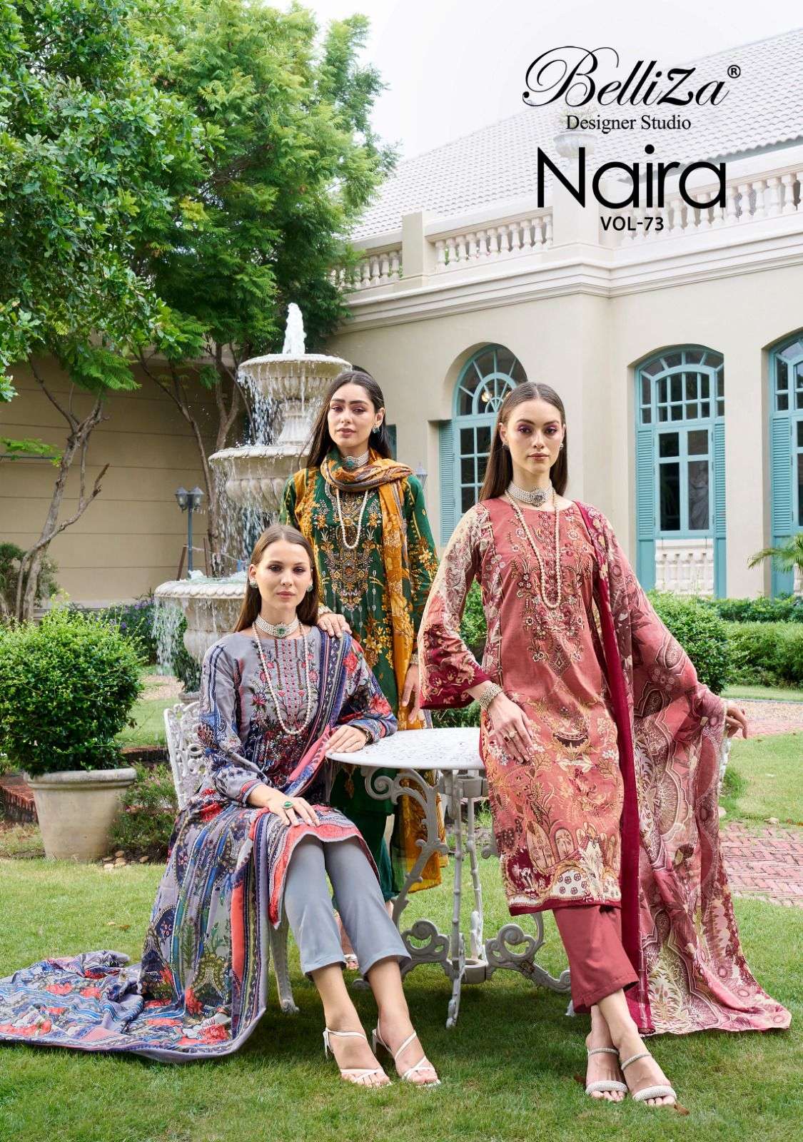 NAIRA VOL-73 BY BELLIZA 969-001 TO 969-010 SERIES COTTON EMBROIDERY DRESSES